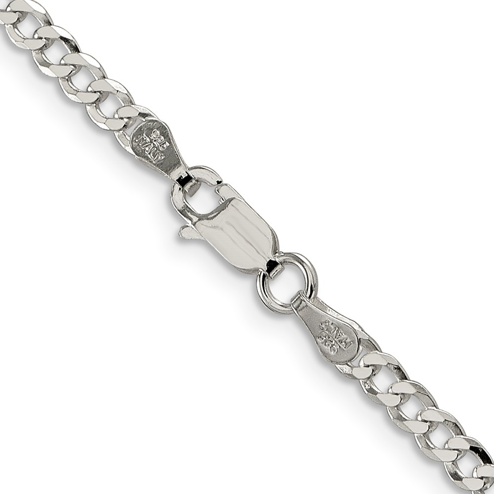 Sterling Silver 3.2mm Beveled Curb Chain (QFB080-18)