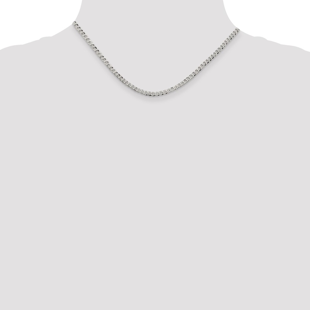Sterling Silver 3.2mm Beveled Curb Chain (QFB080-16)
