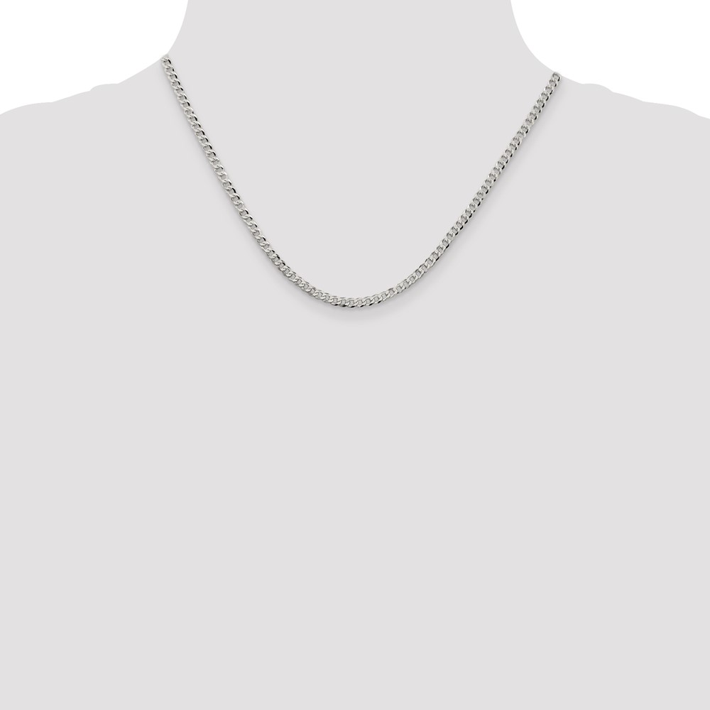 Sterling Silver 3.2mm Beveled Curb Chain (QFB080-18)