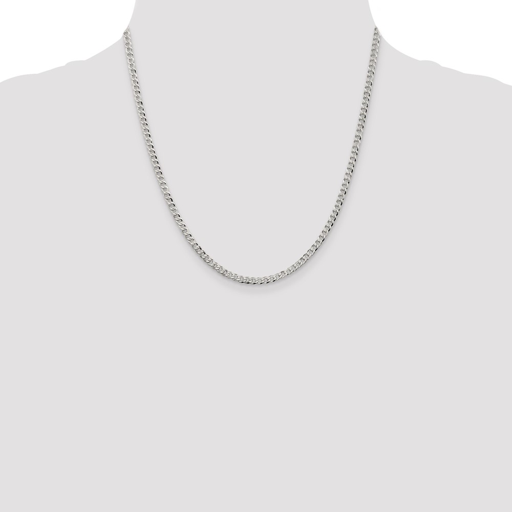 Sterling Silver 3.2mm Beveled Curb Chain (QFB080-20)