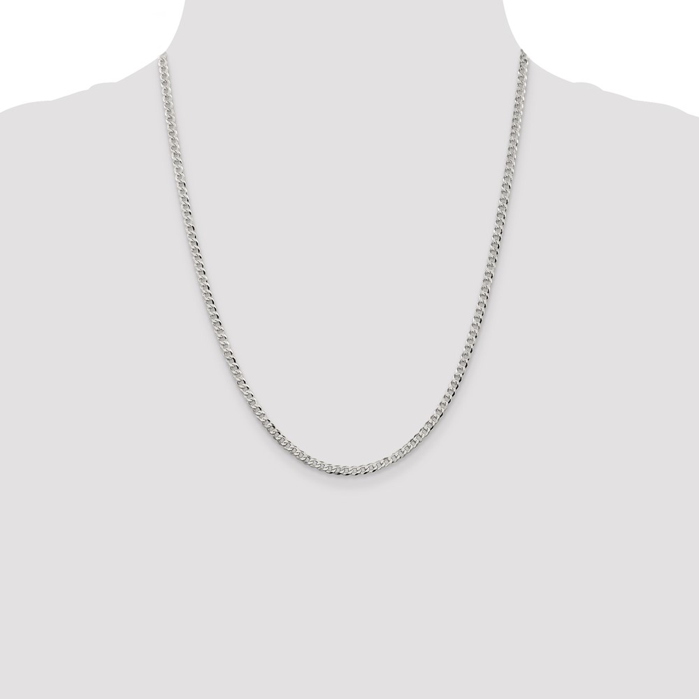 Sterling Silver 3.2mm Beveled Curb Chain (QFB080-22)