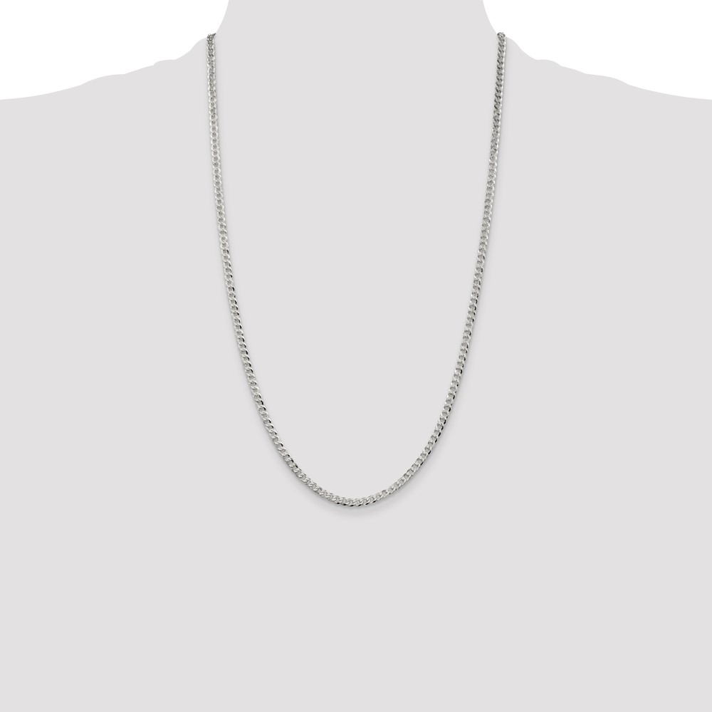 Sterling Silver 3.2mm Beveled Curb Chain (QFB080-26)