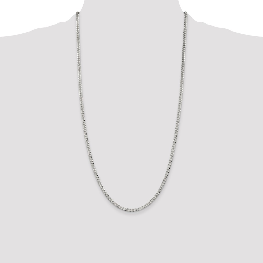Sterling Silver 3.2mm Beveled Curb Chain (QFB080-28)
