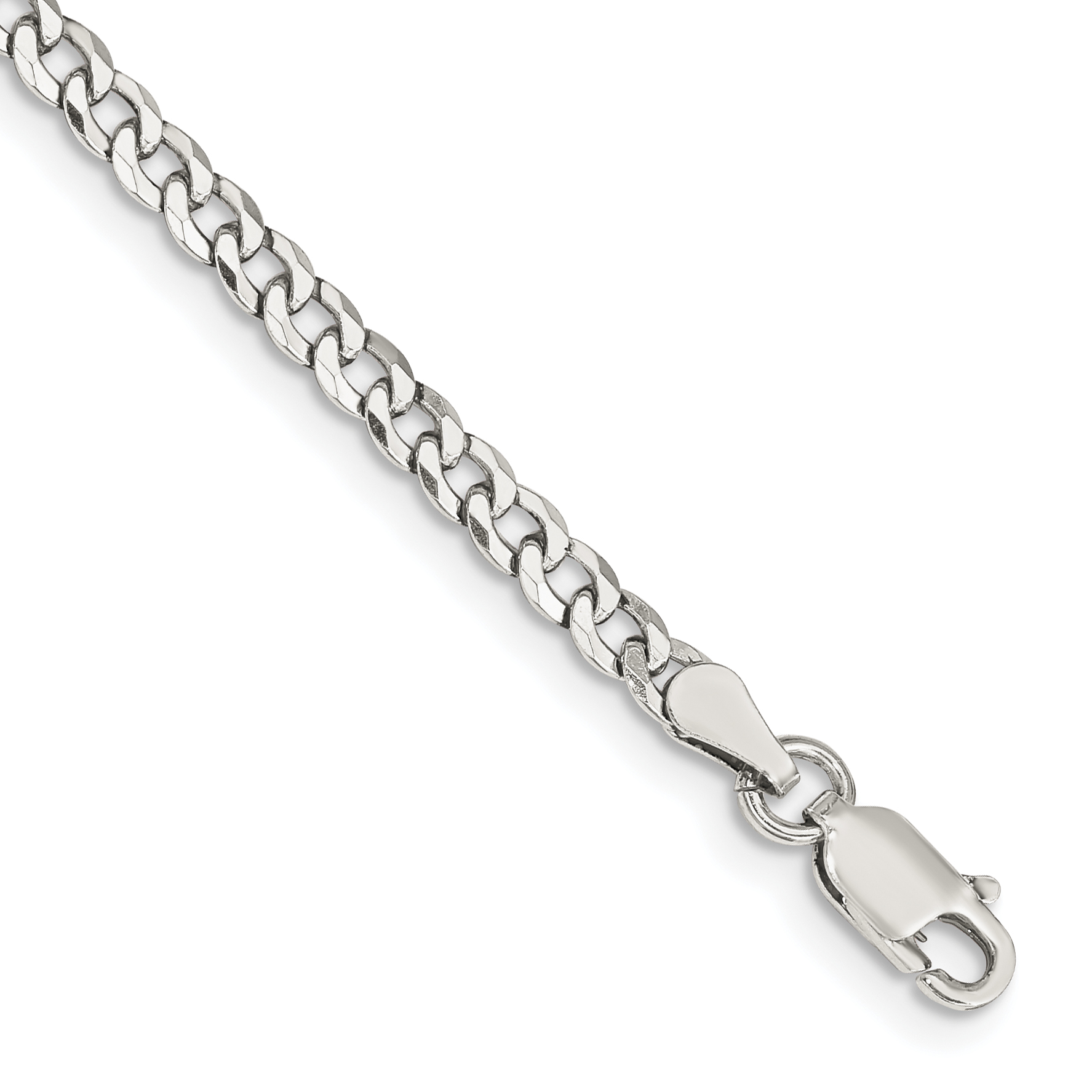 Sterling Silver 3.2mm Beveled Curb Chain (QFB080-7)