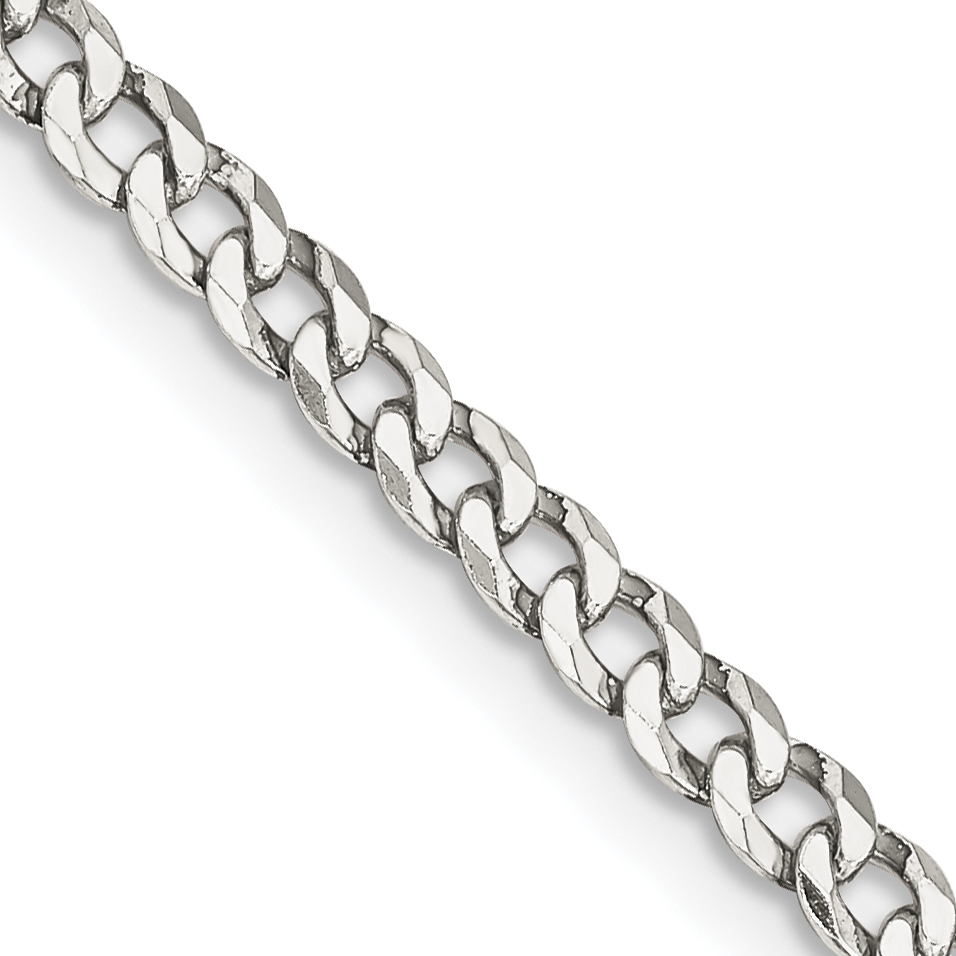 Sterling Silver 3.2mm Beveled Curb Chain (QFB080-16)