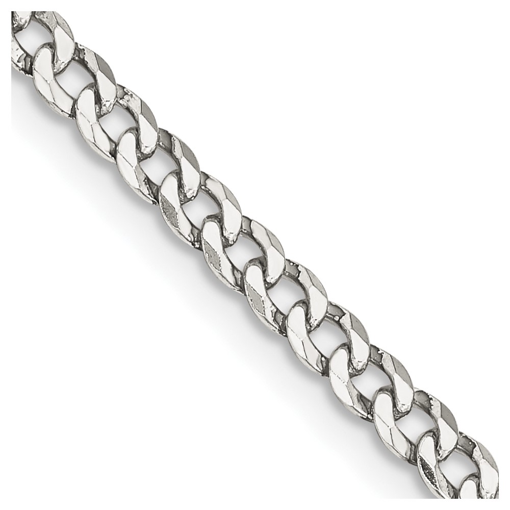 Sterling Silver 3.2mm Beveled Curb Chain (QFB080-16)