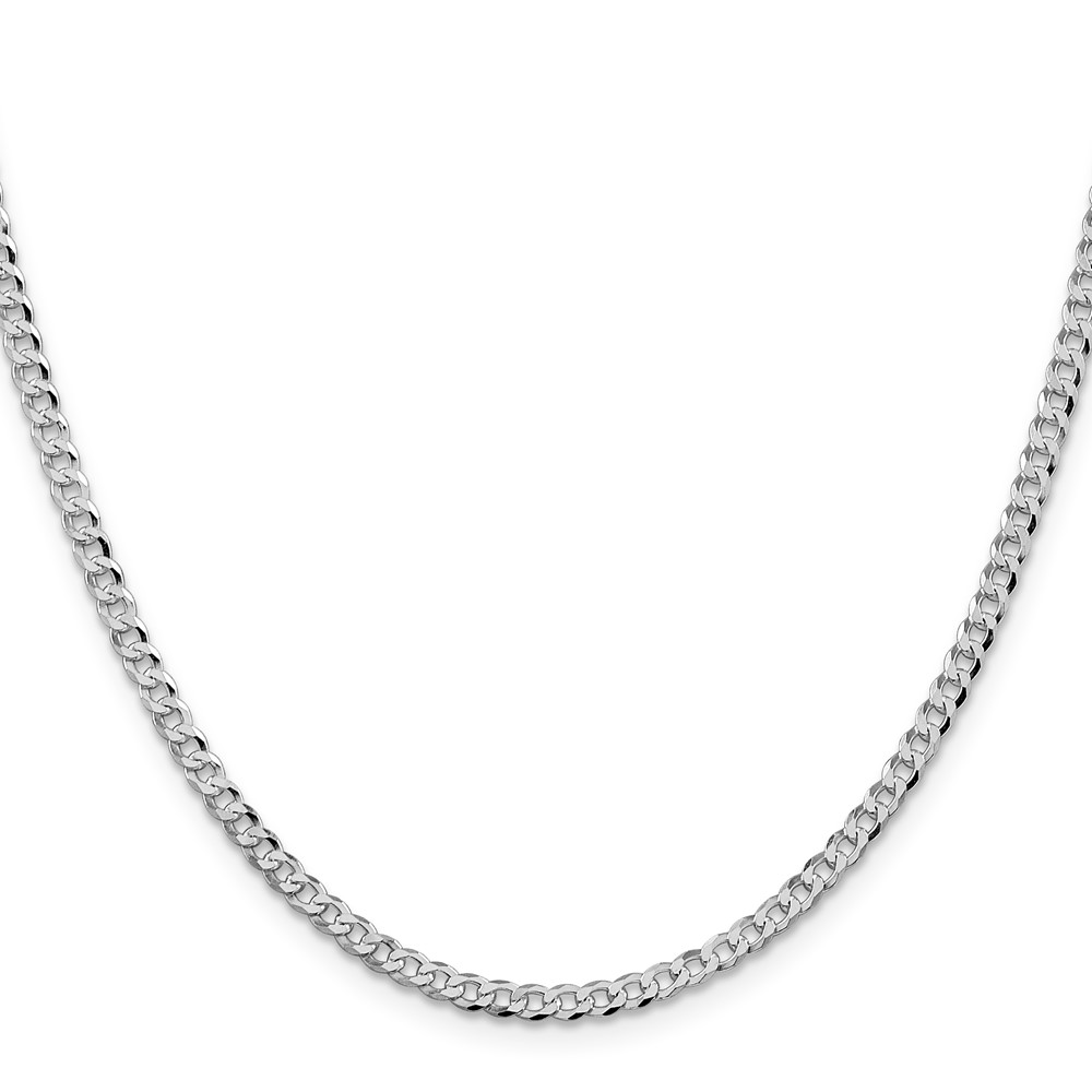 Sterling Silver Rhodium-plated 3.2mm Beveled Curb Chain (QFB080R-22)