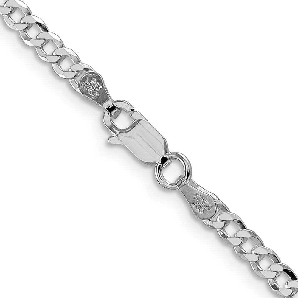Sterling Silver Rhodium-plated 3.2mm Beveled Curb Chain (QFB080R-22)