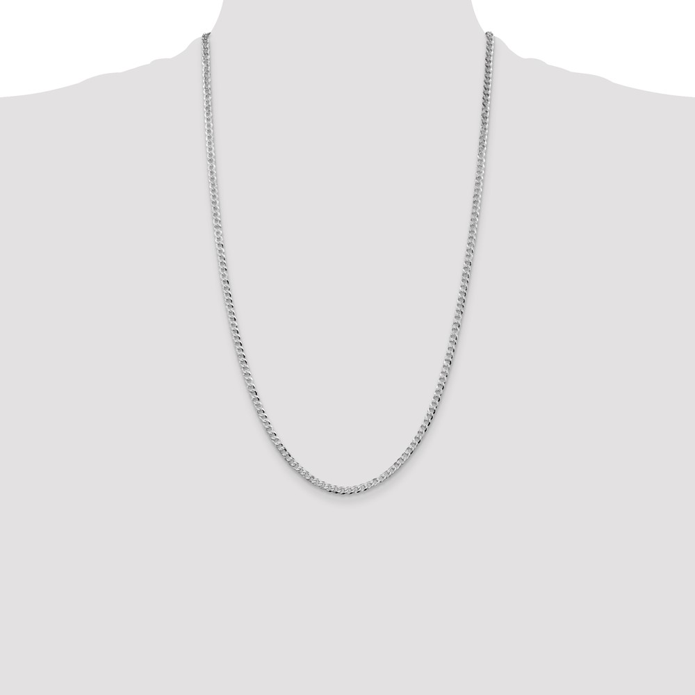 Sterling Silver Rhodium-plated 3.2mm Beveled Curb Chain (QFB080R-26)