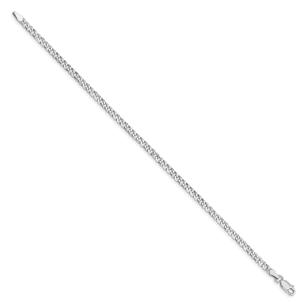 Sterling Silver Rhodium-plated 3.2mm Beveled Curb Chain (QFB080R-7)