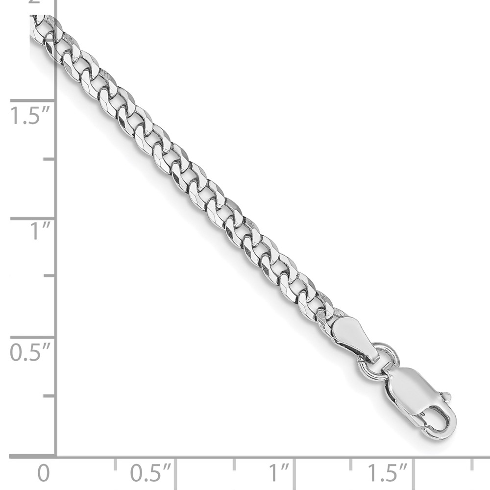 Sterling Silver Rhodium-plated 3.2mm Beveled Curb Chain (QFB080R-7)