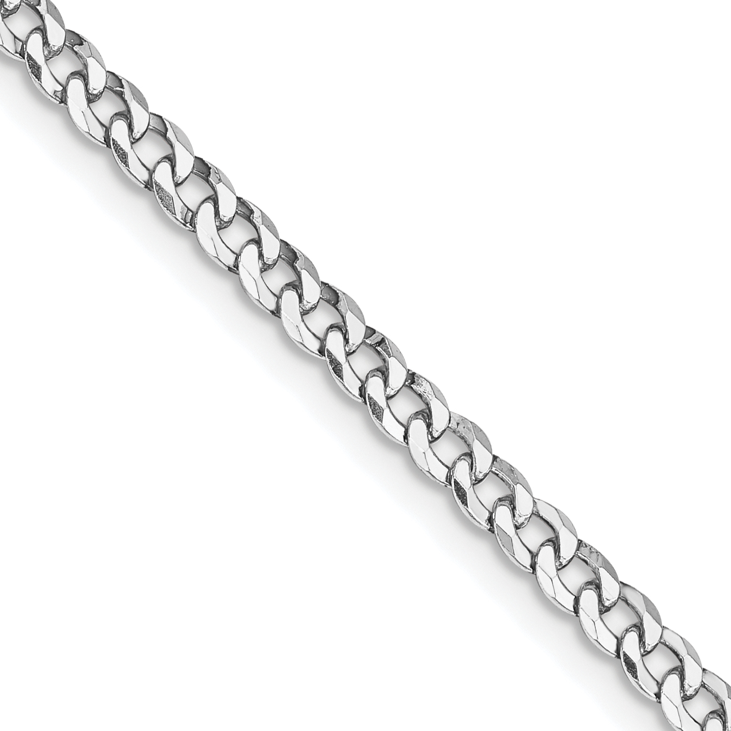 Sterling Silver Rhodium-plated 3.2mm Beveled Curb Chain (QFB080R-20)