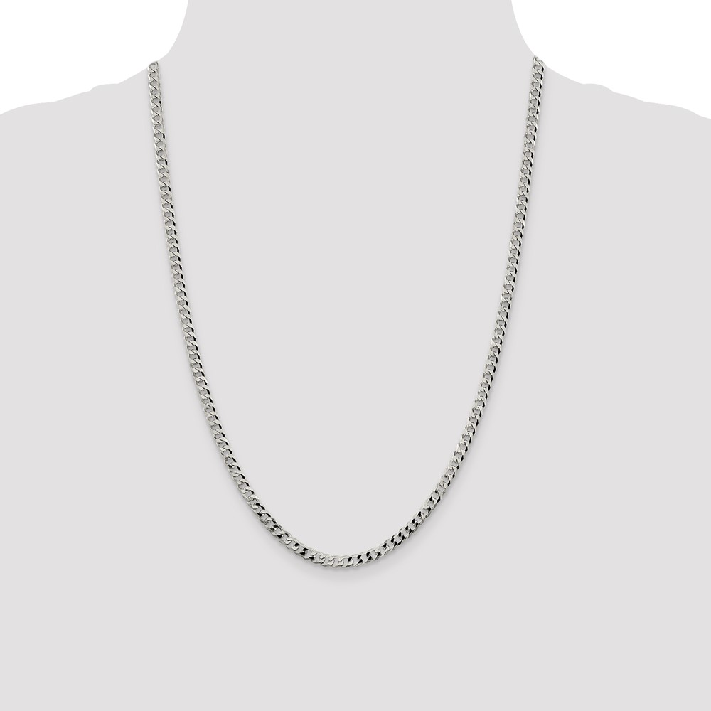 Sterling Silver 4mm Beveled Curb Chain (QFB100-24)