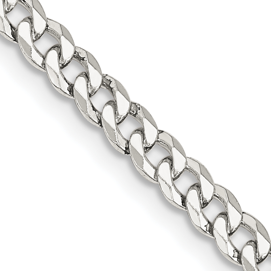 Sterling Silver 4mm Beveled Curb Chain (QFB100-18)