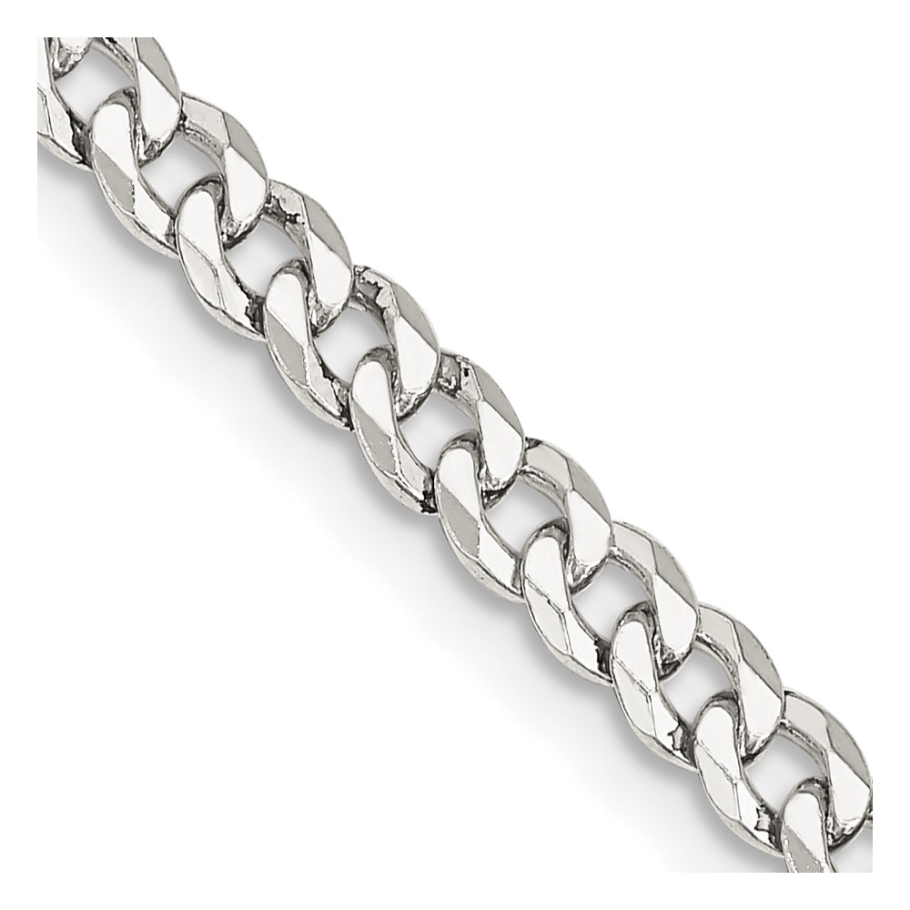 Sterling Silver 4mm Beveled Curb Chain (QFB100-18)