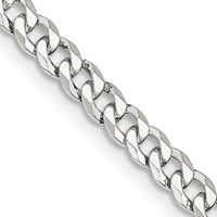 Sterling Silver 4mm Beveled Curb Chain view 1