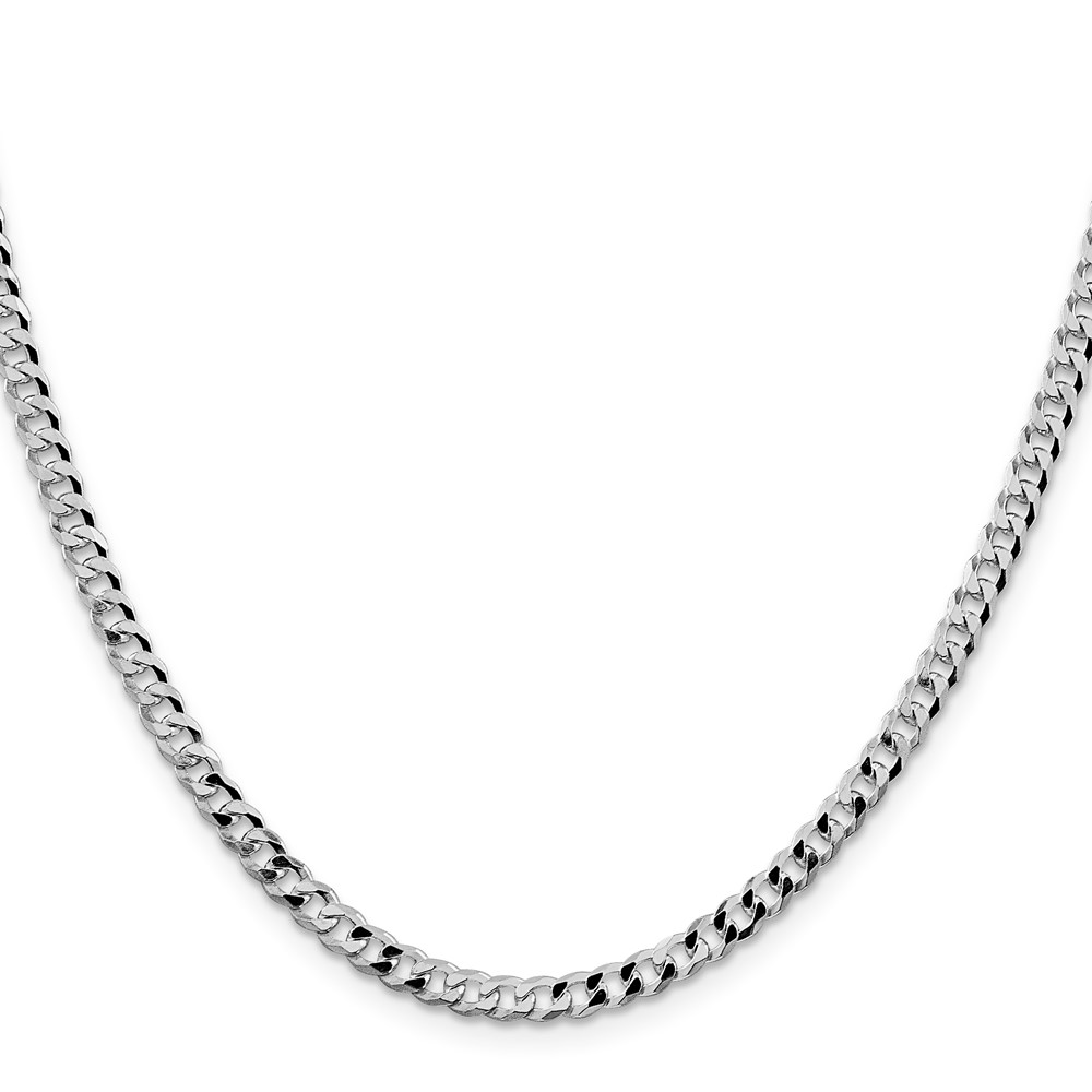 Sterling Silver Rhodium-plated 4mm Beveled Curb Chain (QFB100R-20)