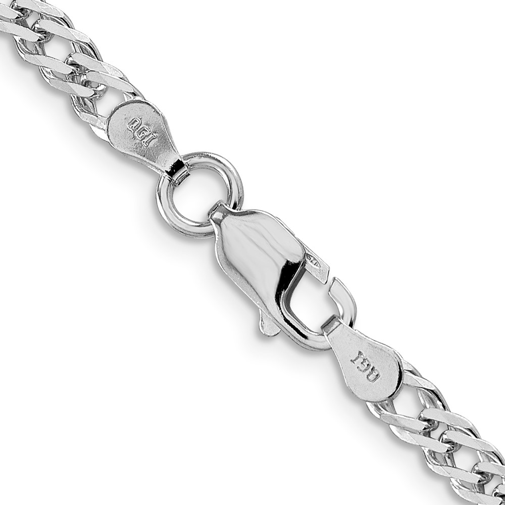 Sterling Silver Rhodium-plated 4mm Beveled Curb Chain (QFB100R-20)