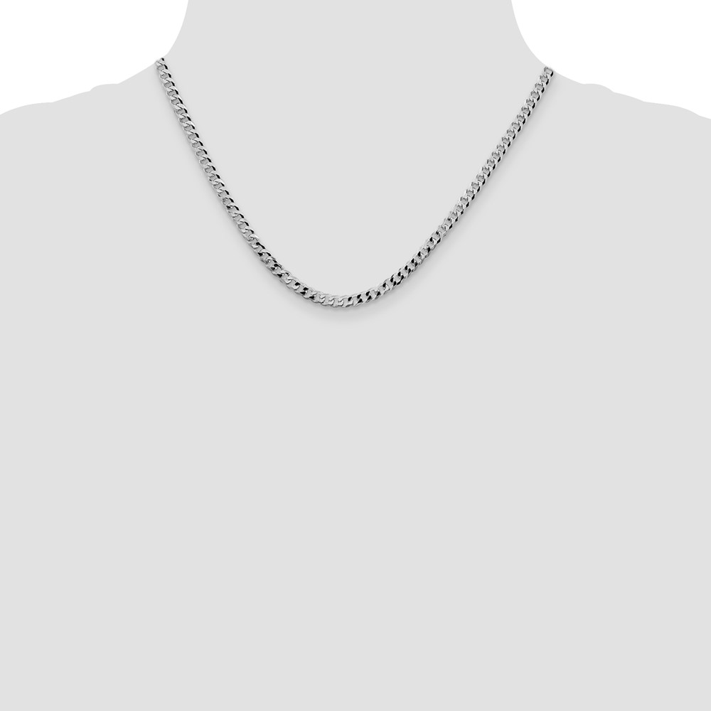 Sterling Silver Rhodium-plated 4mm Beveled Curb Chain (QFB100R-18)
