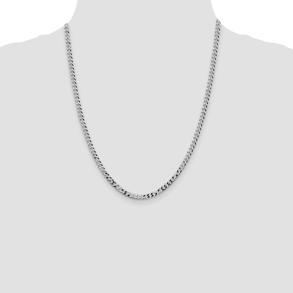 Sterling Silver Rhodium-plated 4mm Beveled Curb Chain (QFB100R-22)