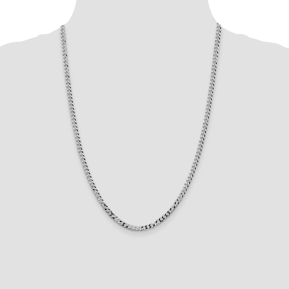 Sterling Silver Rhodium-plated 4mm Beveled Curb Chain (QFB100R-24)