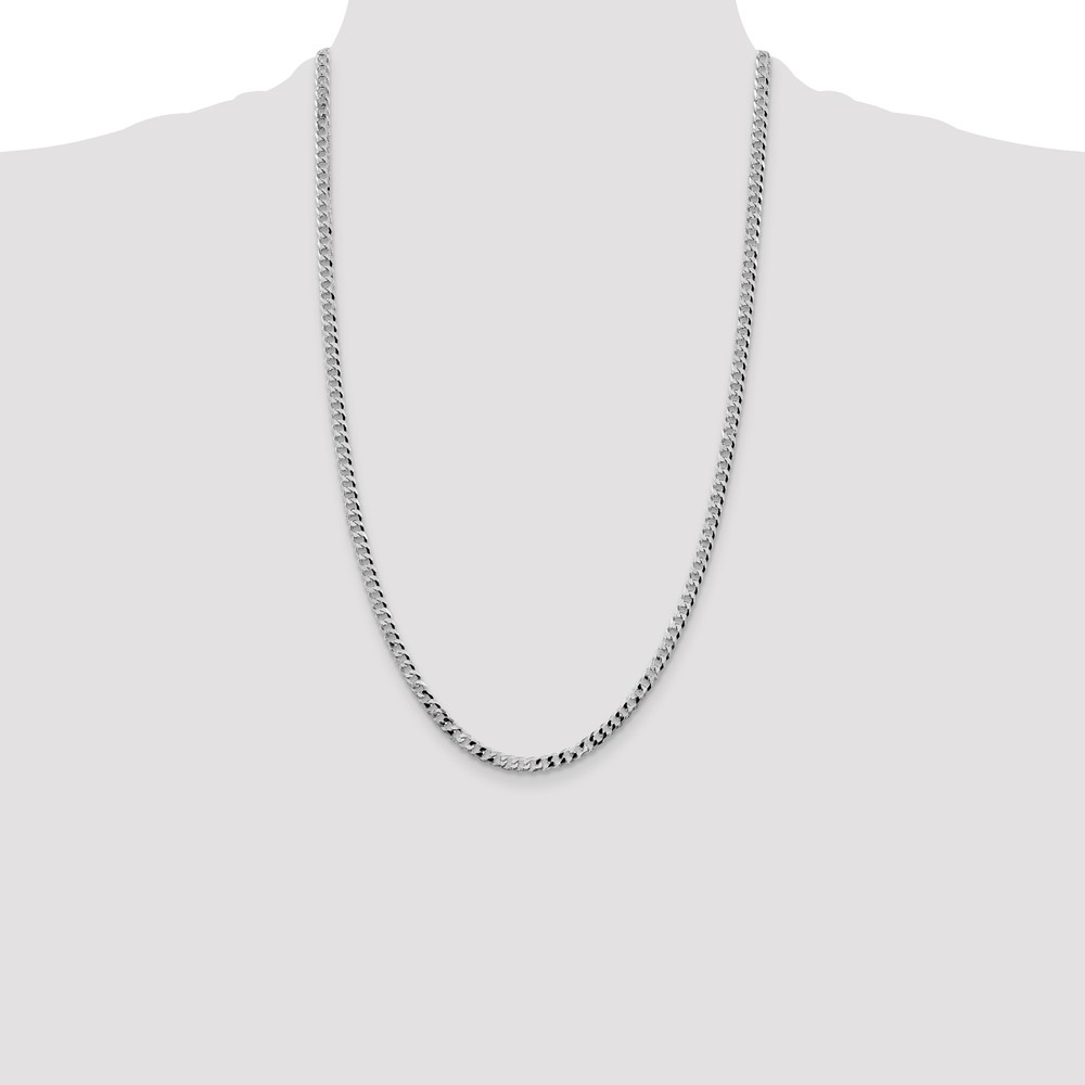 Sterling Silver Rhodium-plated 4mm Beveled Curb Chain (QFB100R-26)