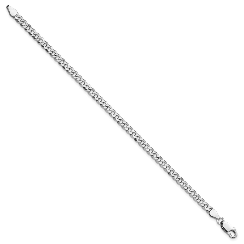 Sterling Silver Rhodium-plated 4mm Beveled Curb Chain (QFB100R-8)