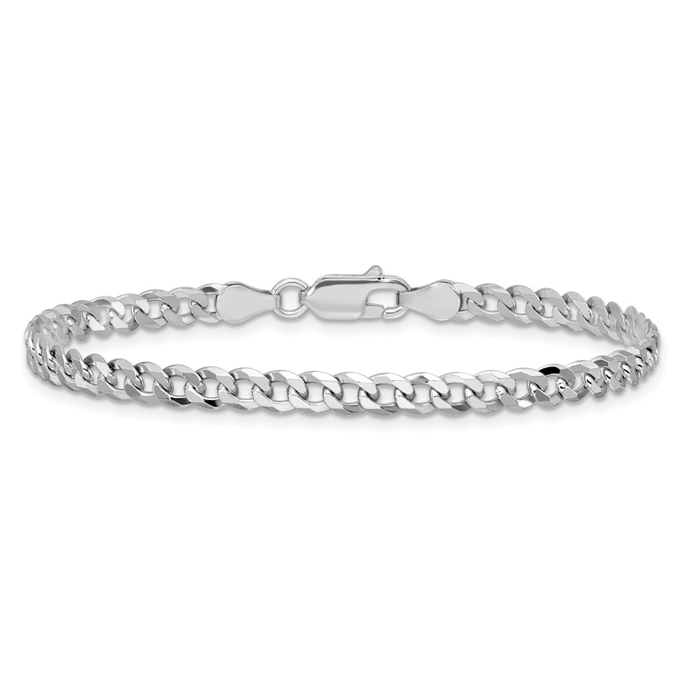 Sterling Silver Rhodium-plated 4mm Beveled Curb Chain (QFB100R-8)
