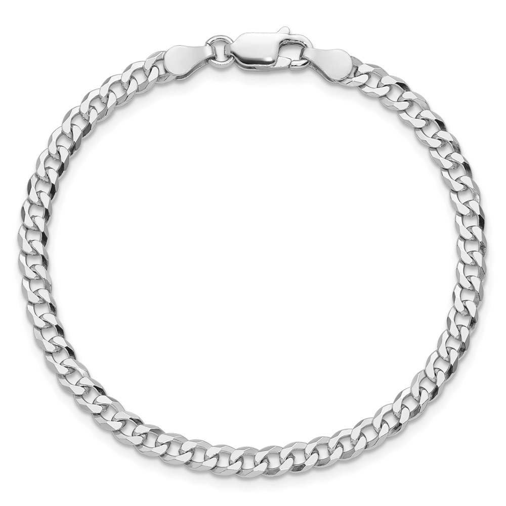 Sterling Silver Rhodium-plated 4mm Beveled Curb Chain (QFB100R-8)