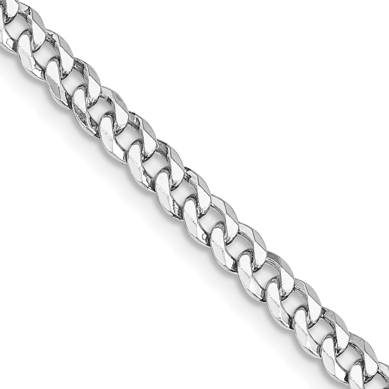 Sterling Silver Rhodium-plated 4mm Beveled Curb Chain (QFB100R-18)