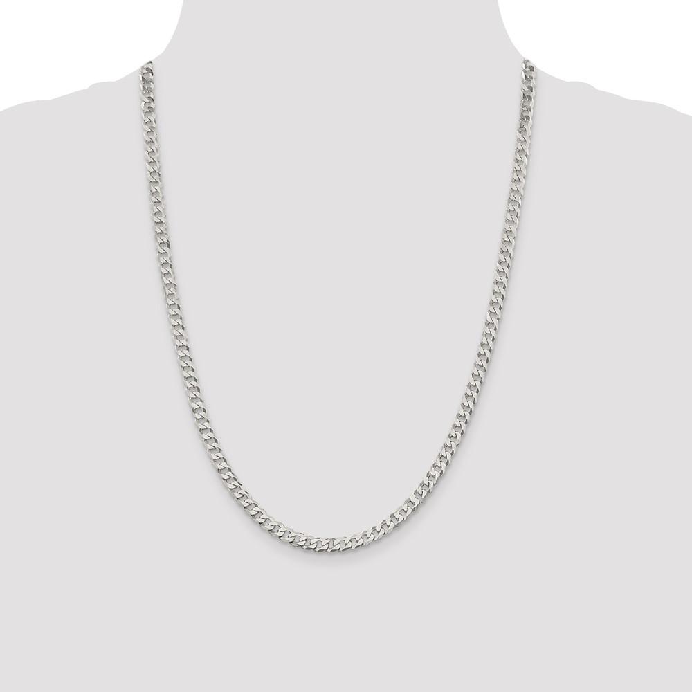 Sterling Silver 5mm Beveled Curb Chain (QFB120-24)