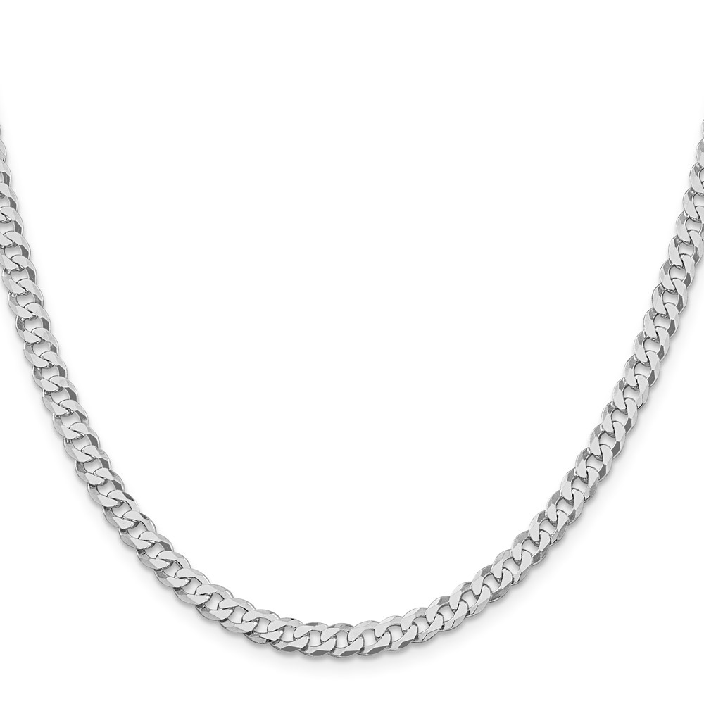 Sterling Silver Rhodium-plated 5mm Beveled Curb Chain (QFB120R-22)