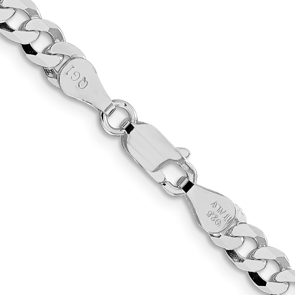 Sterling Silver Rhodium-plated 5mm Beveled Curb Chain (QFB120R-22)