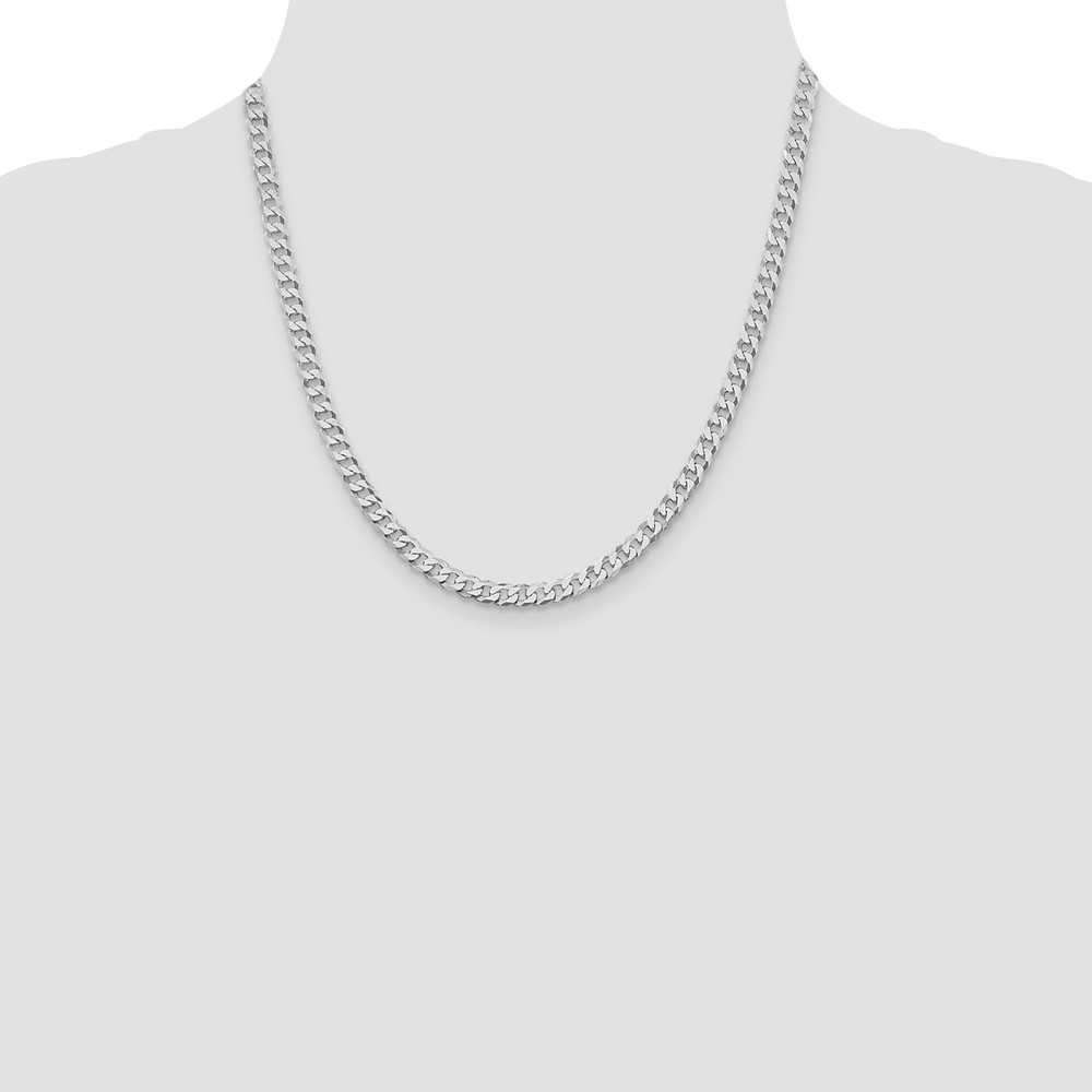Sterling Silver Rhodium-plated 5mm Beveled Curb Chain (QFB120R-20)