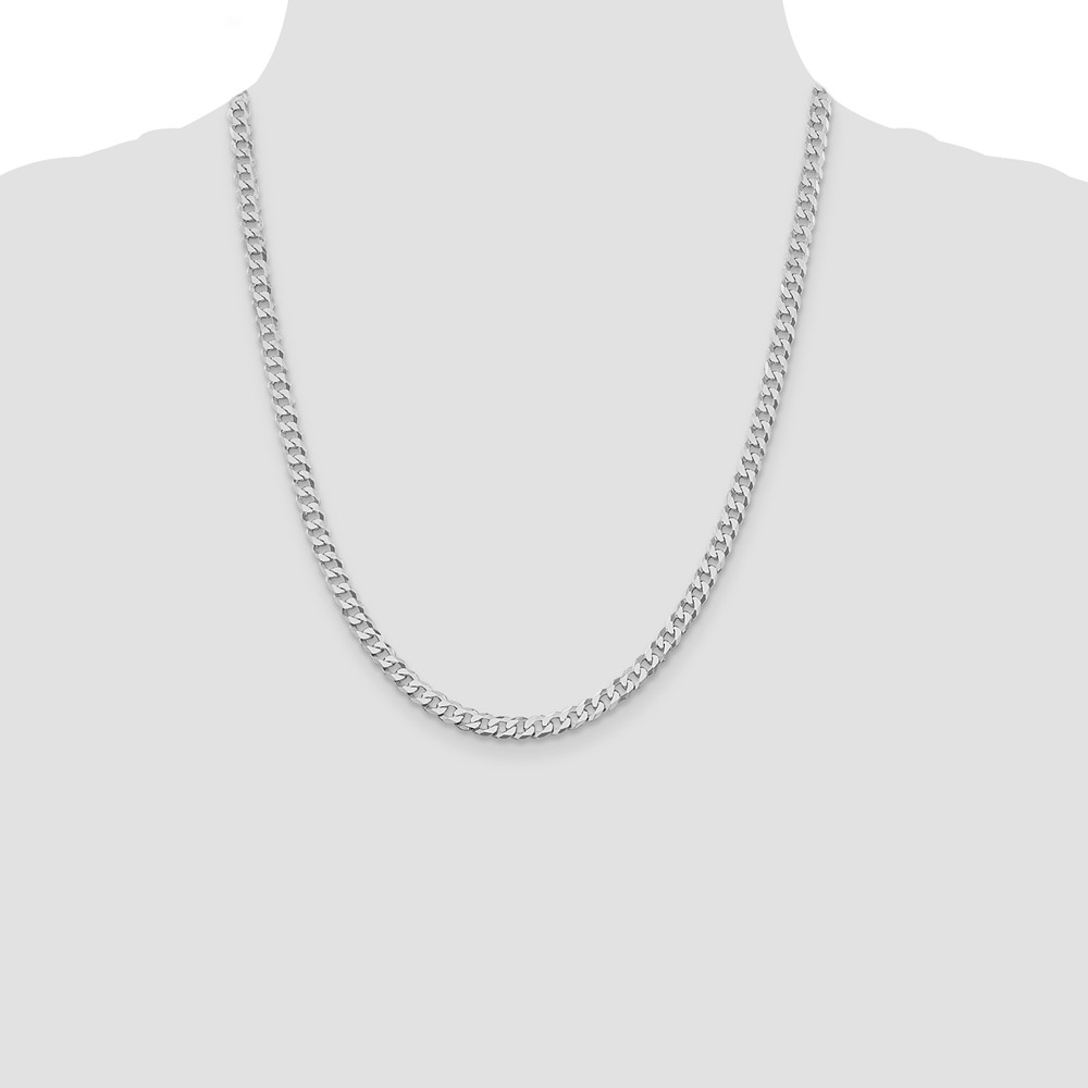 Sterling Silver Rhodium-plated 5mm Beveled Curb Chain (QFB120R-22)