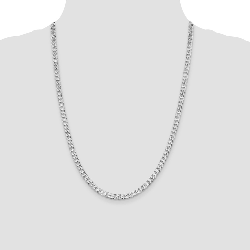 Sterling Silver Rhodium-plated 5mm Beveled Curb Chain (QFB120R-24)