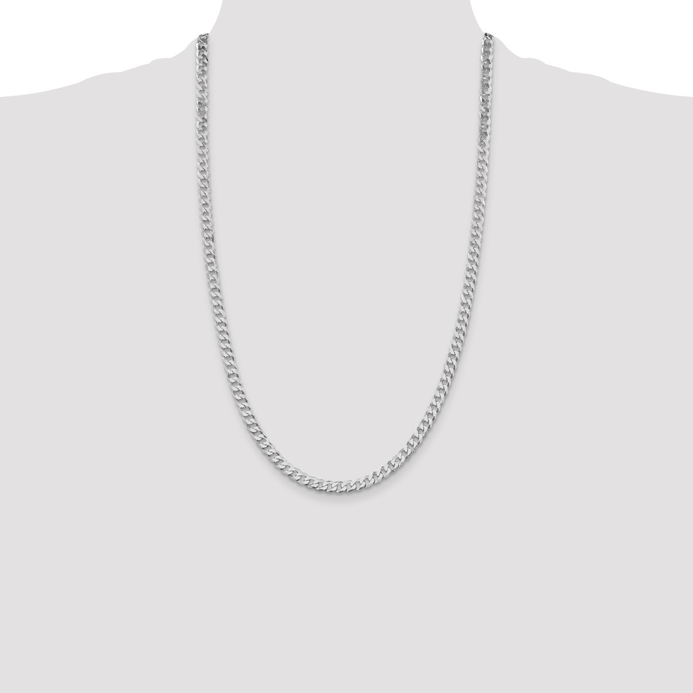Sterling Silver Rhodium-plated 5mm Beveled Curb Chain (QFB120R-26)