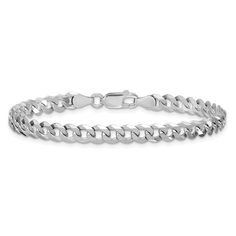 Sterling Silver Rhodium-plated 5mm Beveled Curb Chain (QFB120R-9)