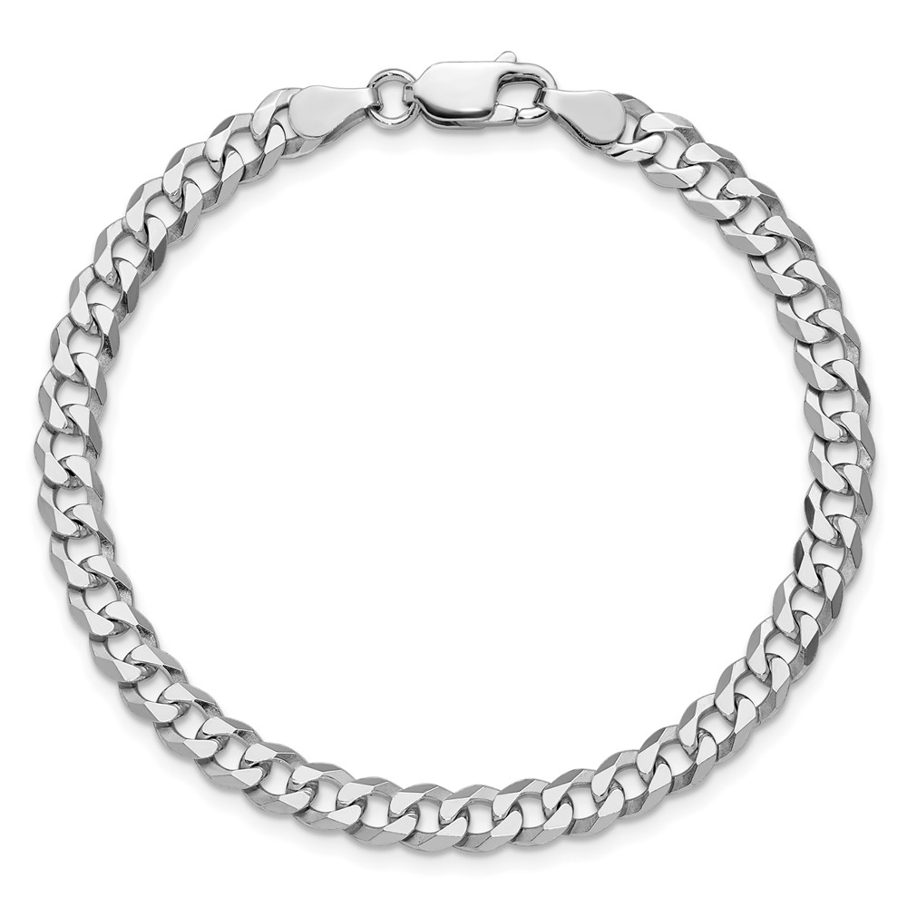 Sterling Silver Rhodium-plated 5mm Beveled Curb Chain (QFB120R-9)