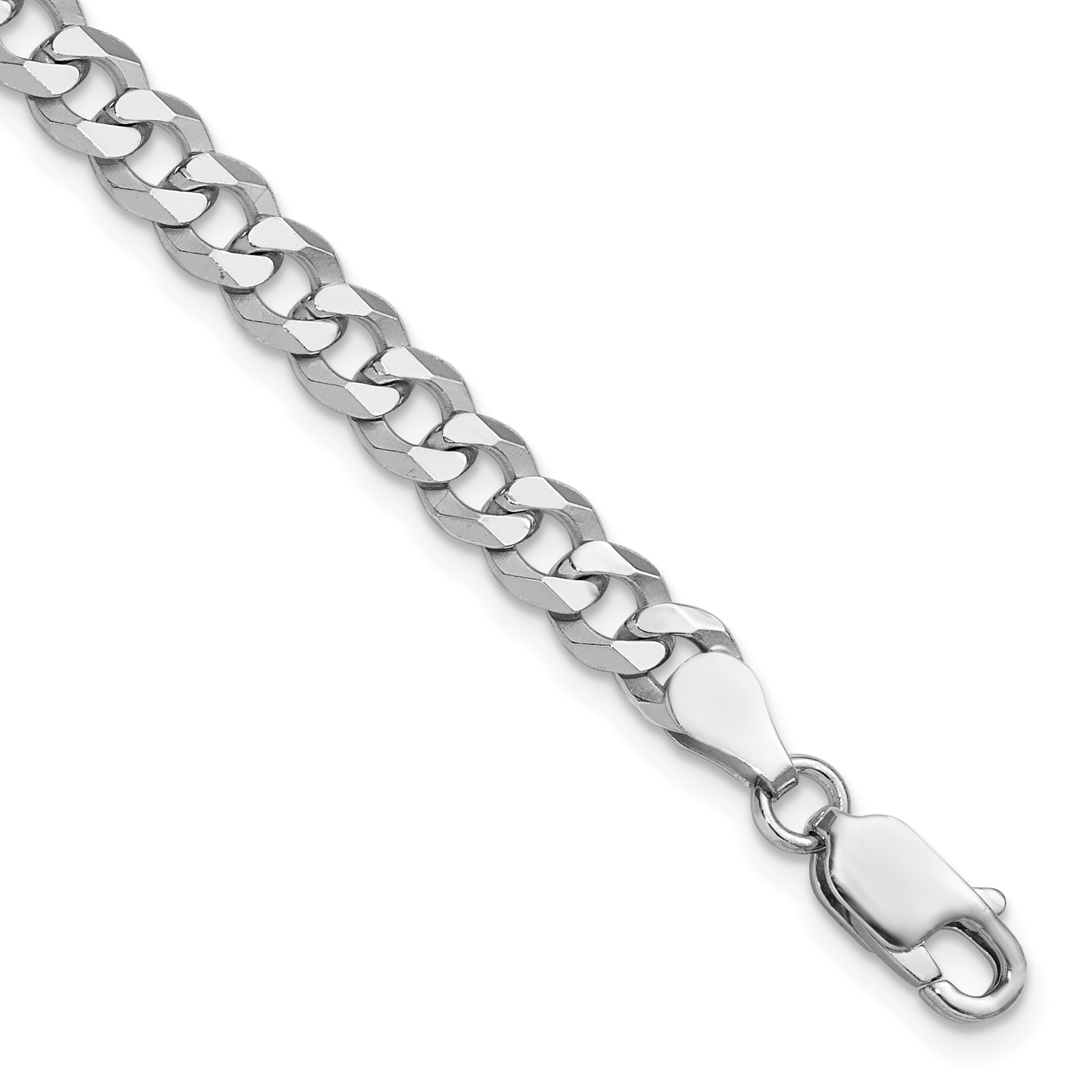 Sterling Silver Rhodium-plated 5mm Beveled Curb Chain (QFB120R-9)
