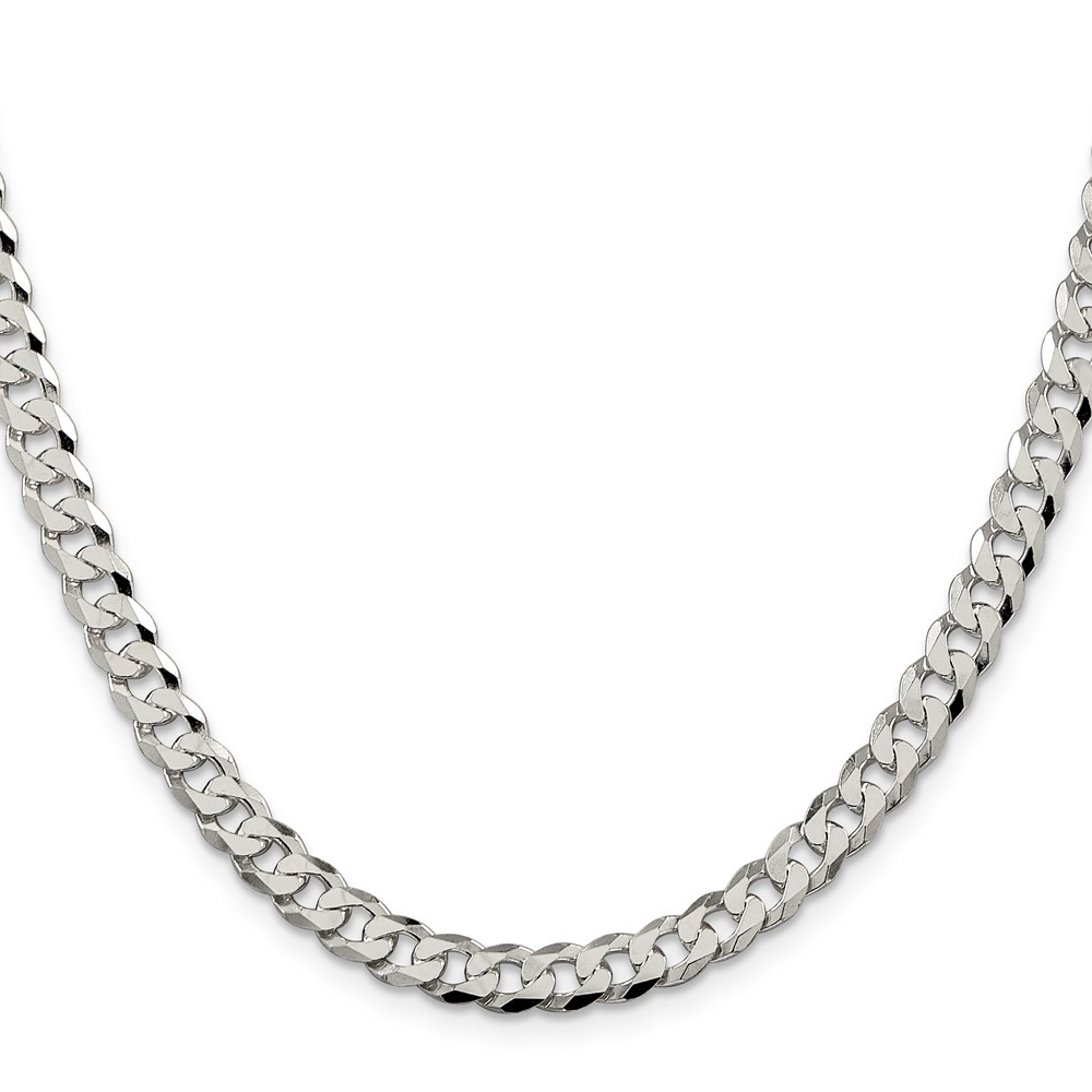 Sterling Silver 6mm Beveled Curb Chain (QFB150-24)