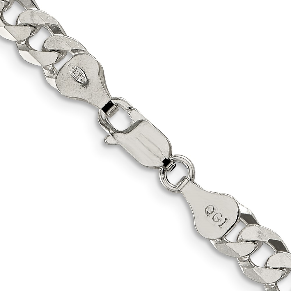 Sterling Silver 6mm Beveled Curb Chain (QFB150-24)