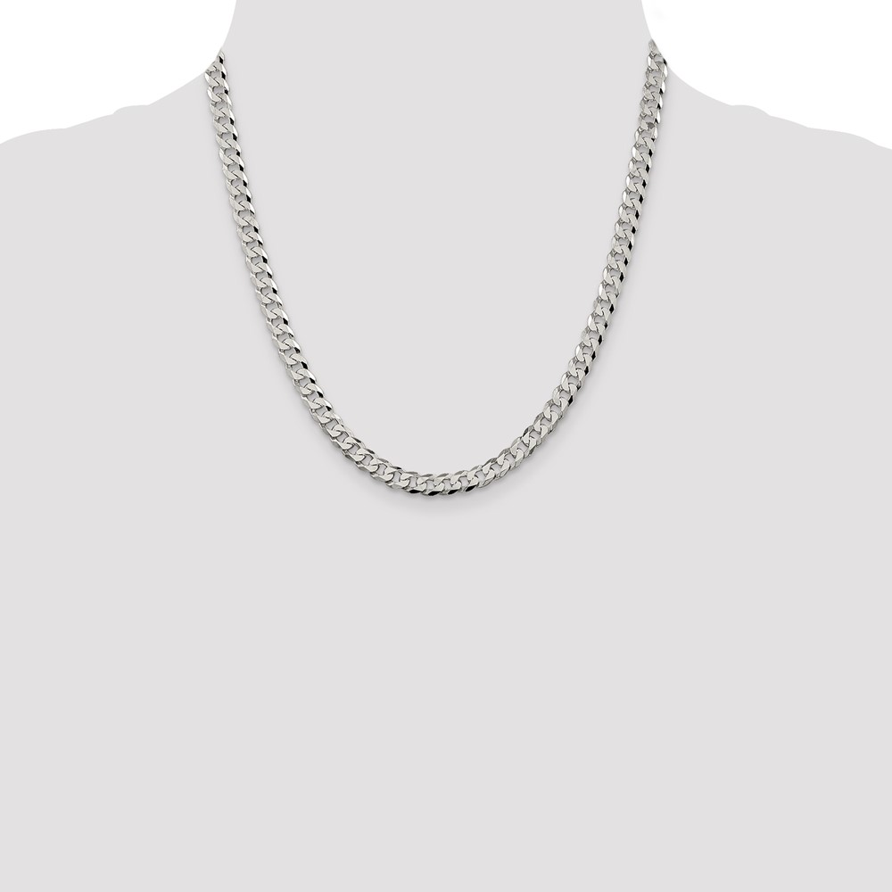 Sterling Silver 6mm Beveled Curb Chain (QFB150-20)