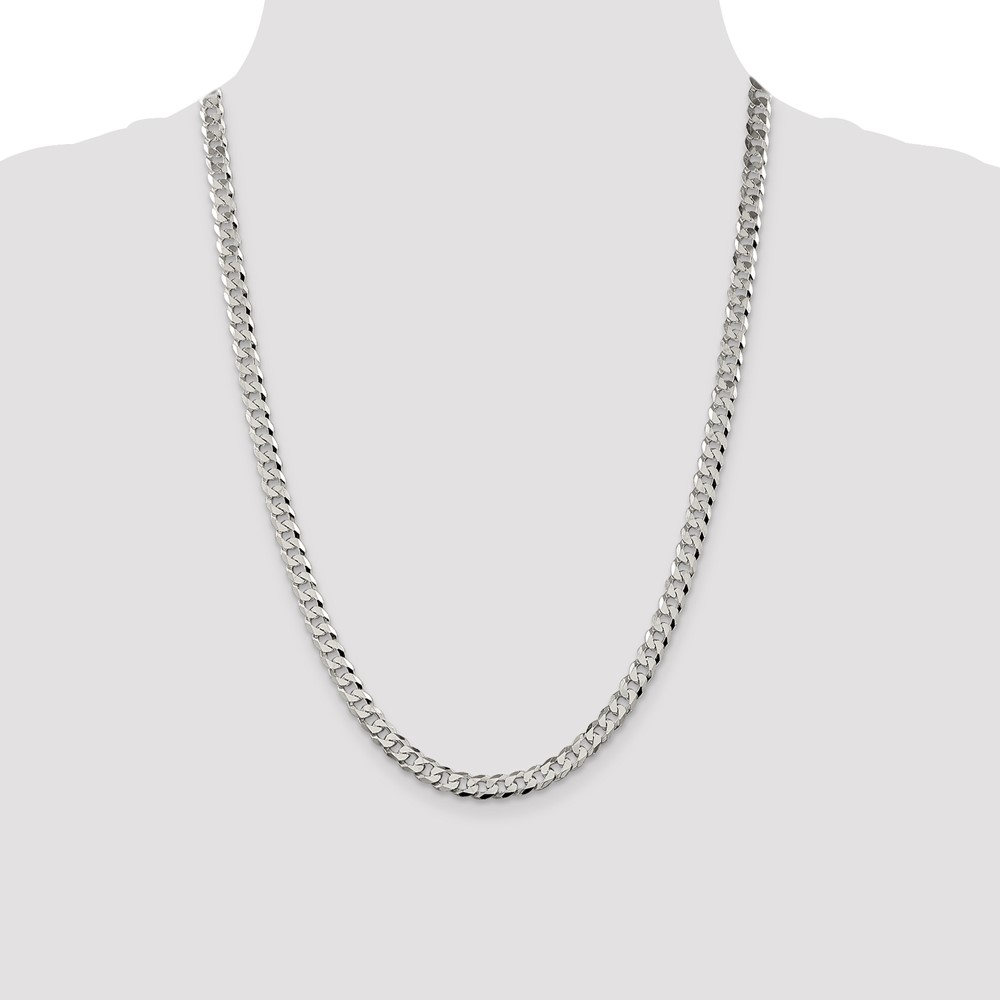 Sterling Silver 6mm Beveled Curb Chain (QFB150-24)