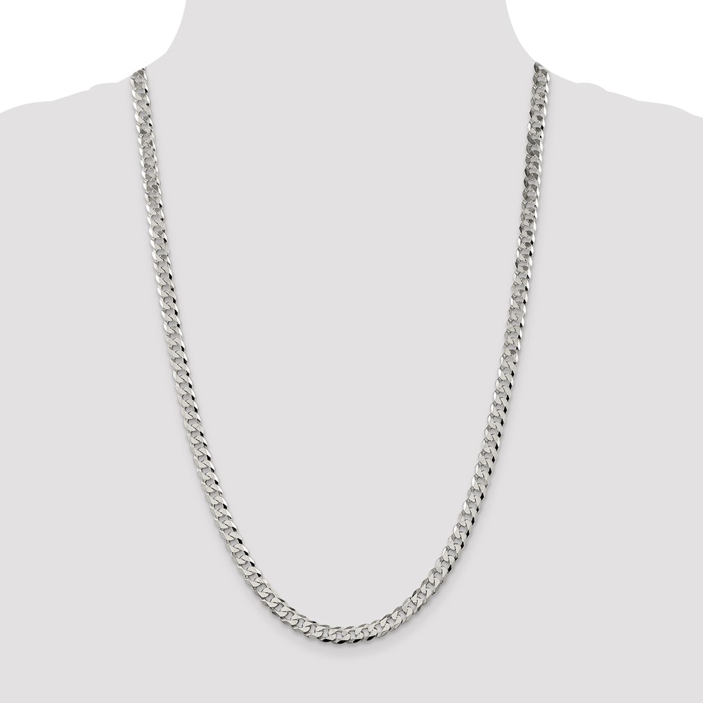 Sterling Silver 6mm Beveled Curb Chain (QFB150-26)