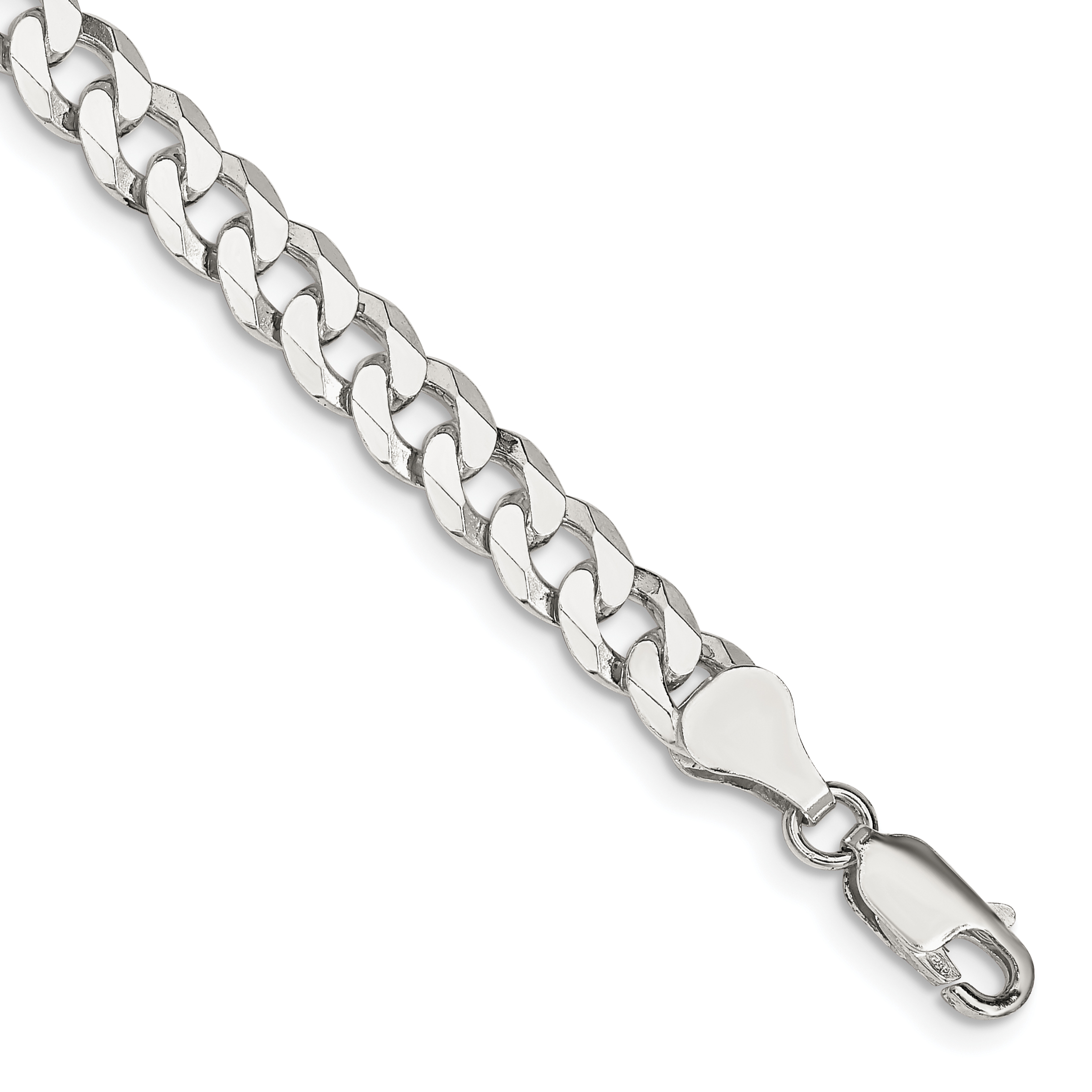 Sterling Silver 6mm Beveled Curb Chain (QFB150-8)