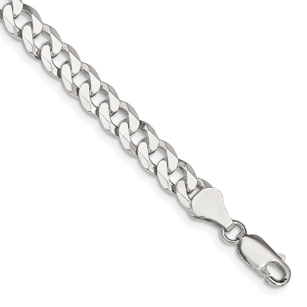 Sterling Silver 6mm Beveled Curb Chain (QFB150-8)