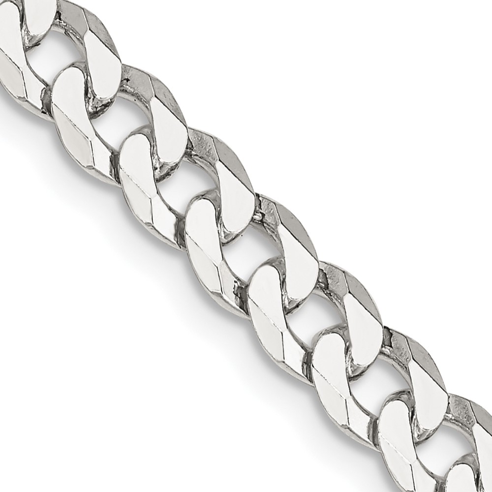 Sterling Silver 6mm Beveled Curb Chain (QFB150-16)