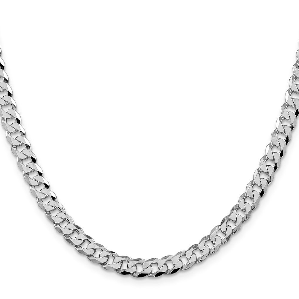 Sterling Silver Rhodium-plated 6mm Beveled Curb Chain (QFB150R-22)