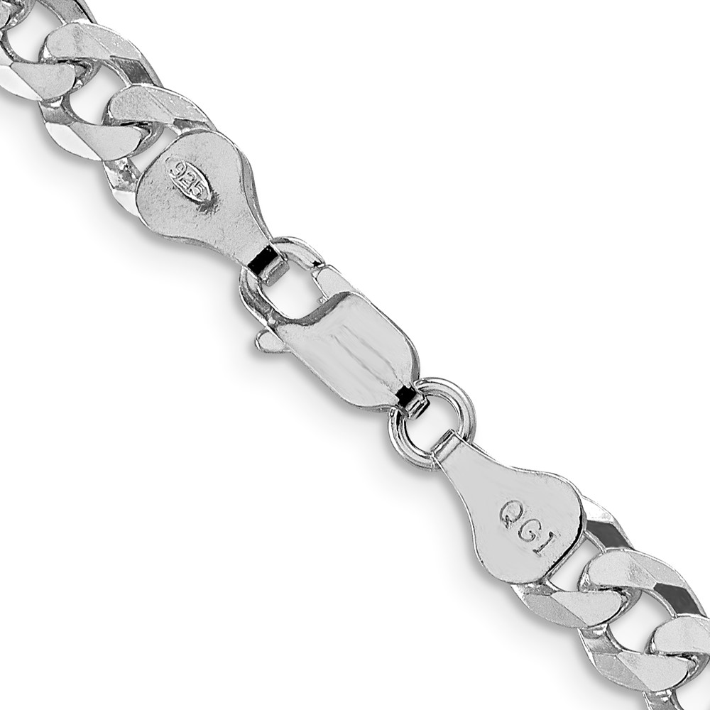 Sterling Silver Rhodium-plated 6mm Beveled Curb Chain (QFB150R-22)